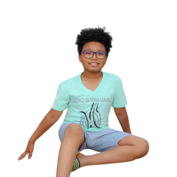 Zero is Valuable Kids V-neck Tee Shirt | Mint